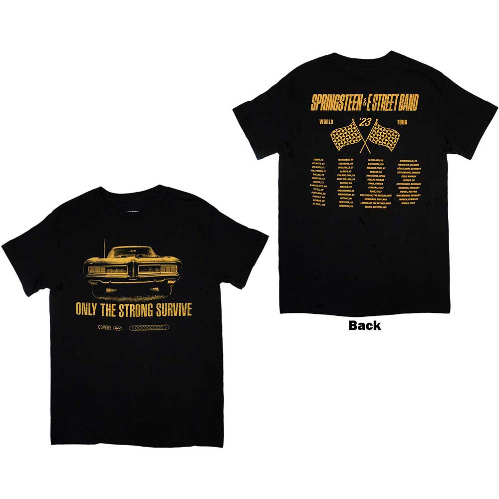 Bruce Springsteen Unisex T-Shirt: Tour '23 Only The Strong (Black) (Back Print & Ex-Tour) (Small)