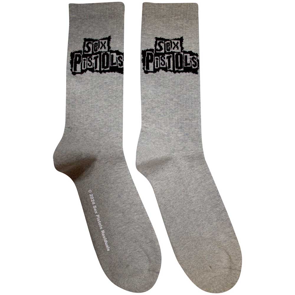 The Sex Pistols Unisex Terry Socks: Stacked Logo (Grey)