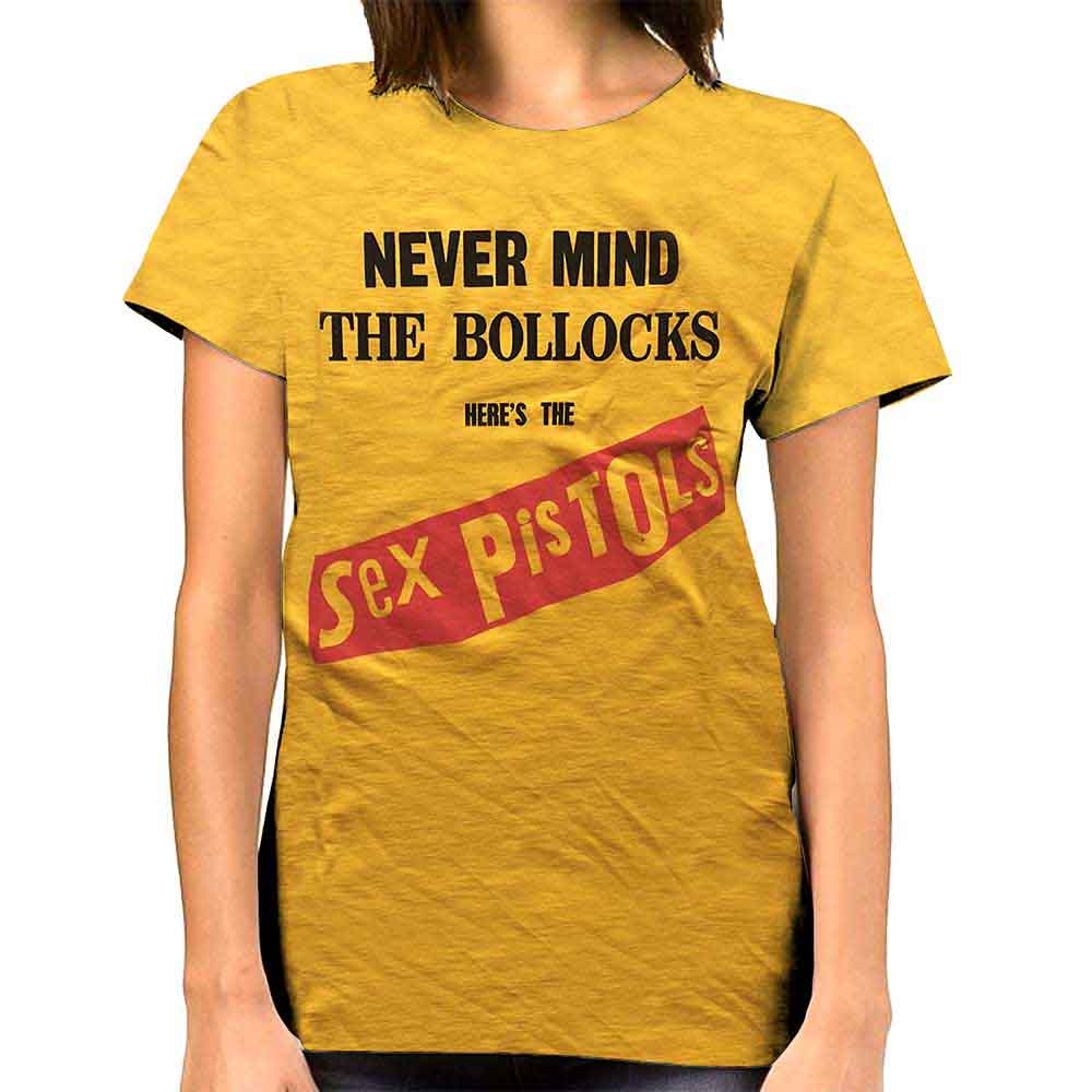 The Sex Pistols Ladies T-Shirt: Never Mind the Bollocks Original Album (Yellow)