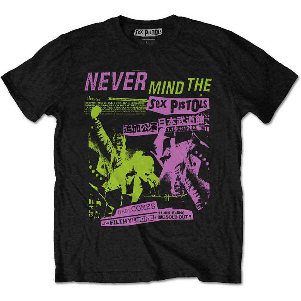 The Sex Pistols Unisex T-Shirt: Japanese Poster (Black)