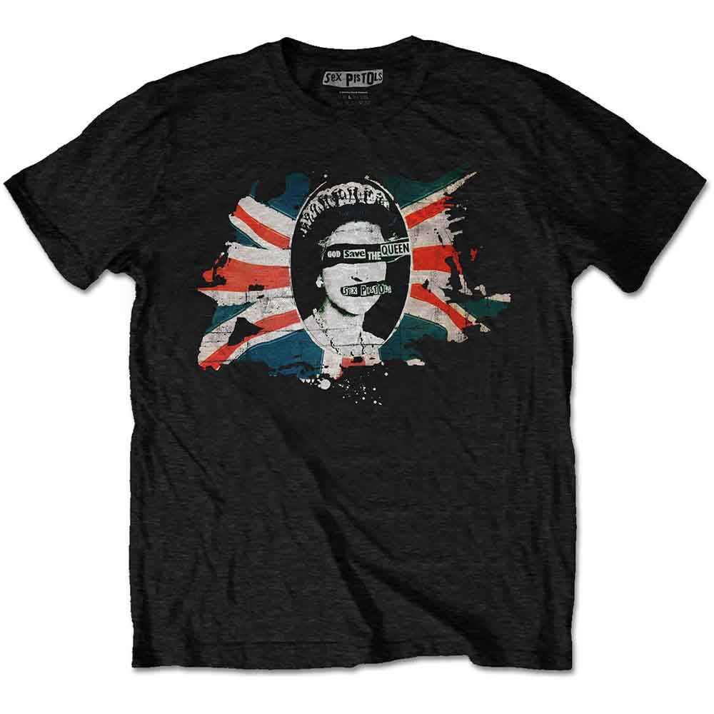 The Sex Pistols Unisex T-Shirt: God Save The Queen Flag (Black)