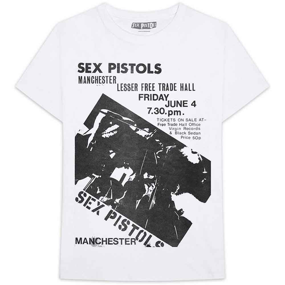 The Sex Pistols Unisex T-Shirt: Manchester Flyer (White)