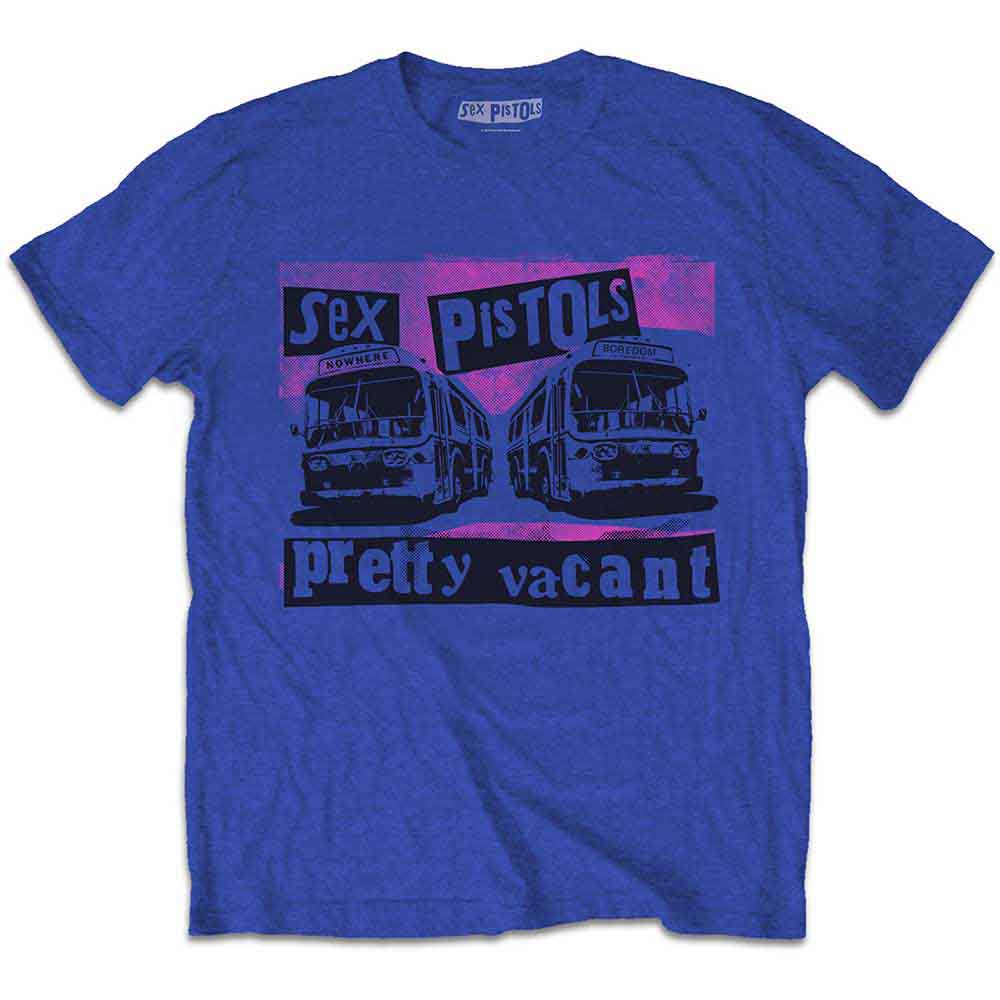 The Sex Pistols Unisex T-Shirt: Pretty Vacant Coaches (Royal Blue)