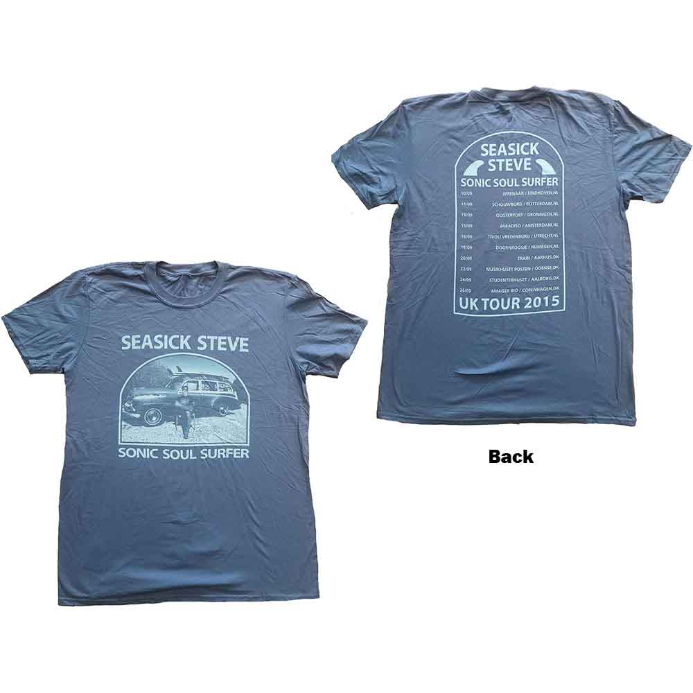 Seasick Steve Unisex T-Shirt: Sonic Soul Surfer (Blue) (Back Print)