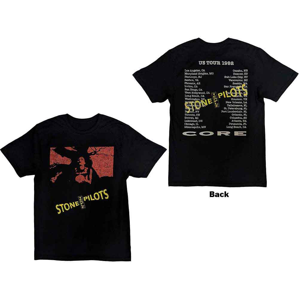 Stone Temple Pilots Unisex T-Shirt: Core US Tour '92 (Black) (Back Print)