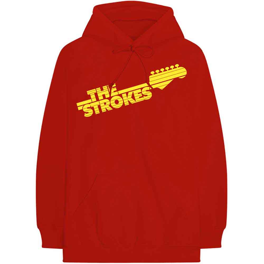 The Strokes Unisex Pullover Hoodie: Guitar Fret Logo (Red)