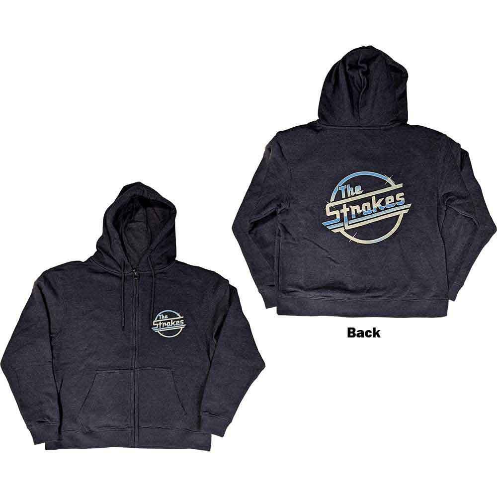 The Strokes Unisex Zipped Hoodie: OG Magna (Navy Blue) (Back Print)