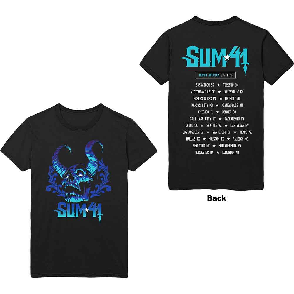 Sum 41 Unisex T-Shirt: Blue Demon (Black) (Back Print)