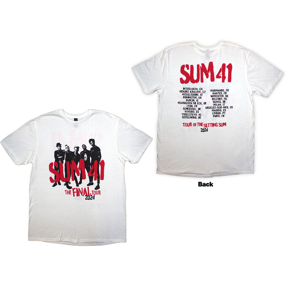 Sum 41 Unisex T-Shirt: Tour '24 Spray Paint (White) (Back Print & Ex-Tour)