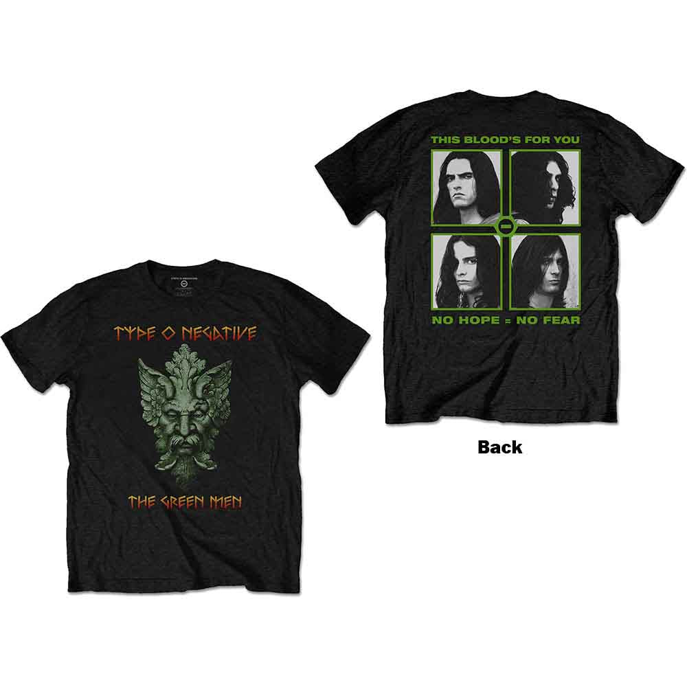 Type O Negative Unisex T-Shirt: Green Man (Black) (Back Print)