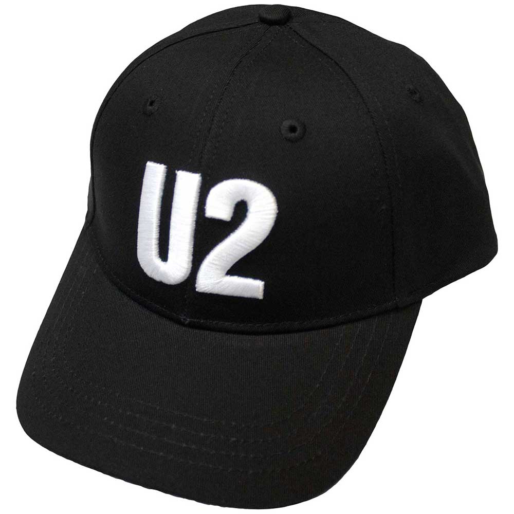 U2 Unisex Baseball Cap: White Logo (Black)