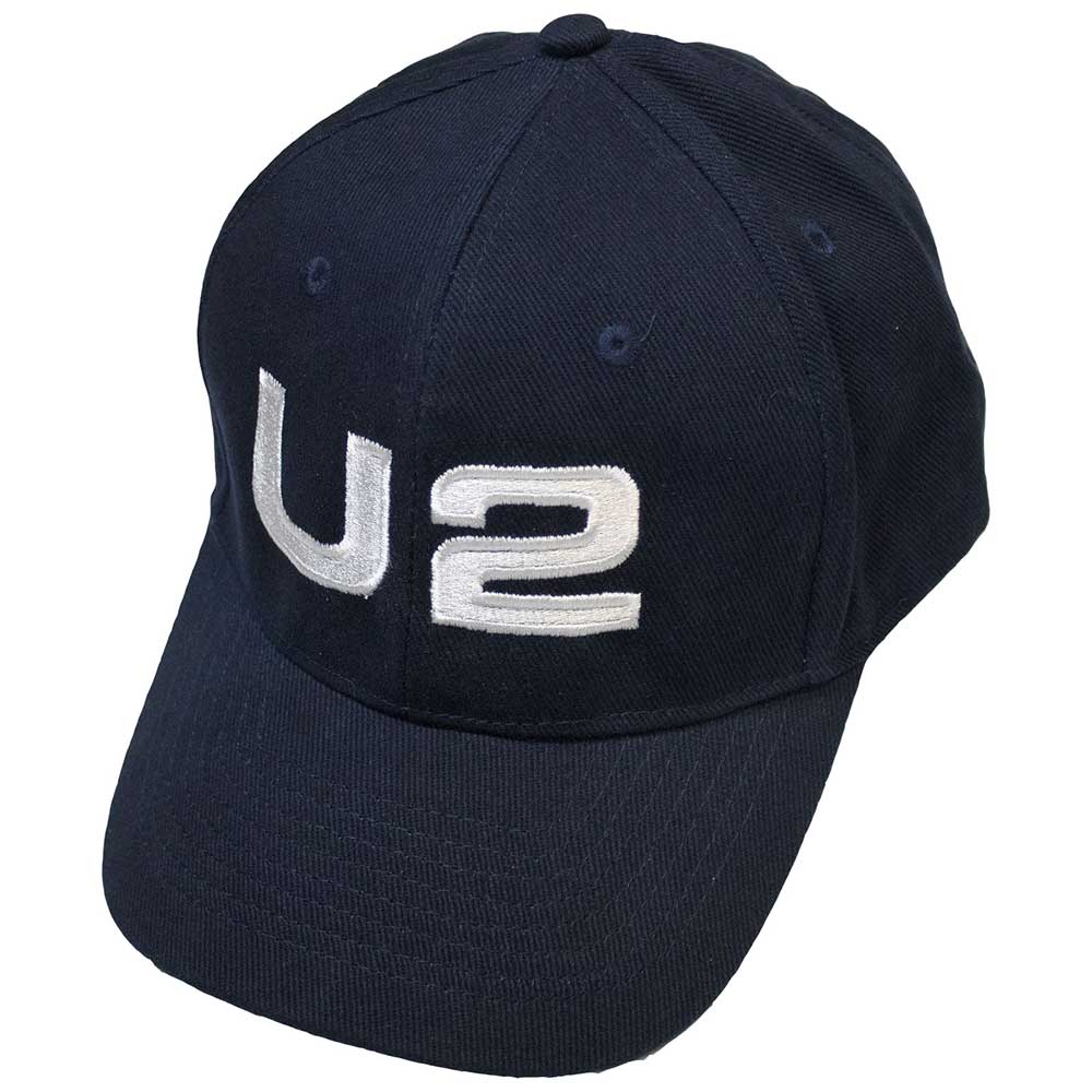 U2 Unisex Baseball Cap: White Logo (Navy Blue) (Ex-Tour)