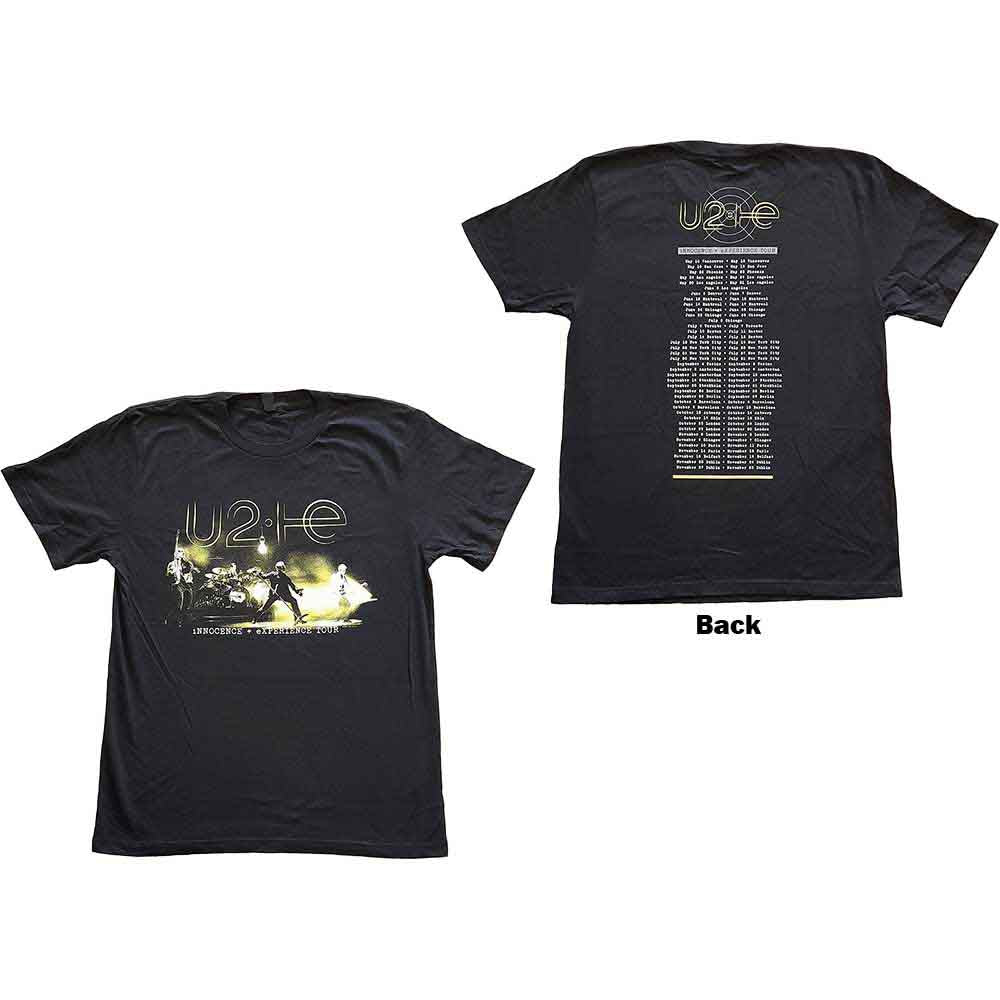 U2 Unisex T-Shirt: Stage Photo (Black) (Back Print & Ex-Tour)