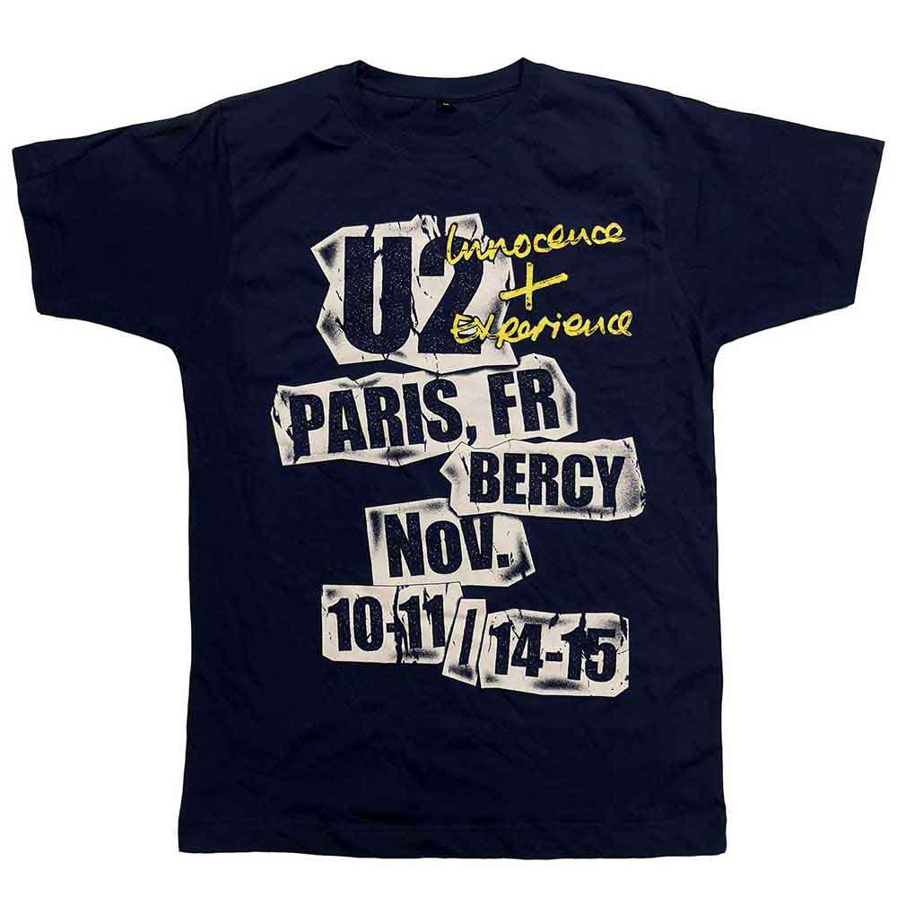 U2 Unisex T-Shirt: I+E Paris Event 2018 (Dark Navy Blue) (Ex-Tour)