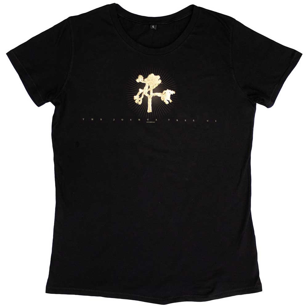 U2 Ladies Babydoll T-Shirt: Gold Tree Flock (Black) (Ex-Tour) (Large)