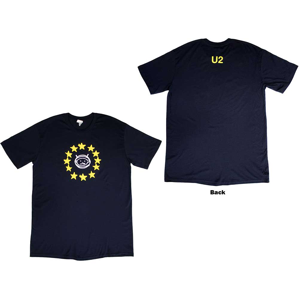 U2 Unisex T-Shirt: EU Stars 2018 (Navy Blue) (Ex-Tour)