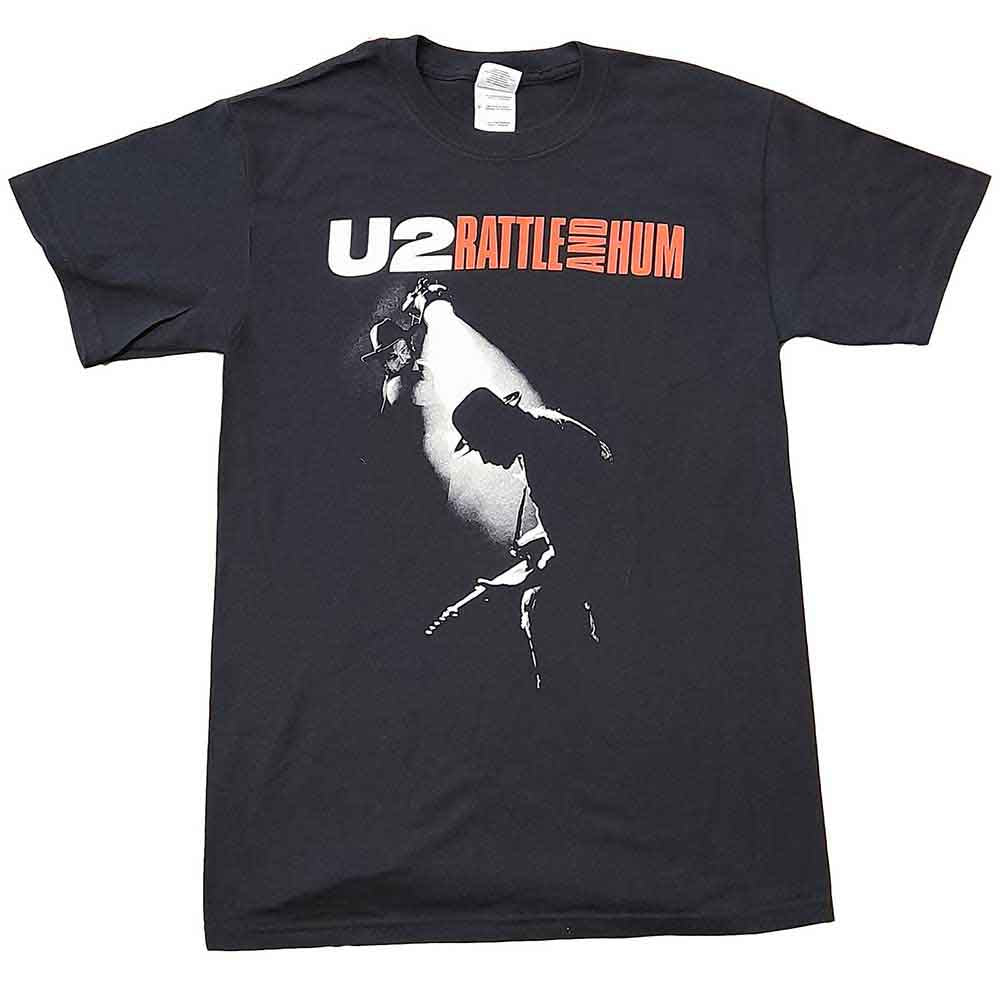 U2 Unisex T-Shirt: Rattle & Hum Spotlight Photo (Black) (Ex-Tour) (Small)