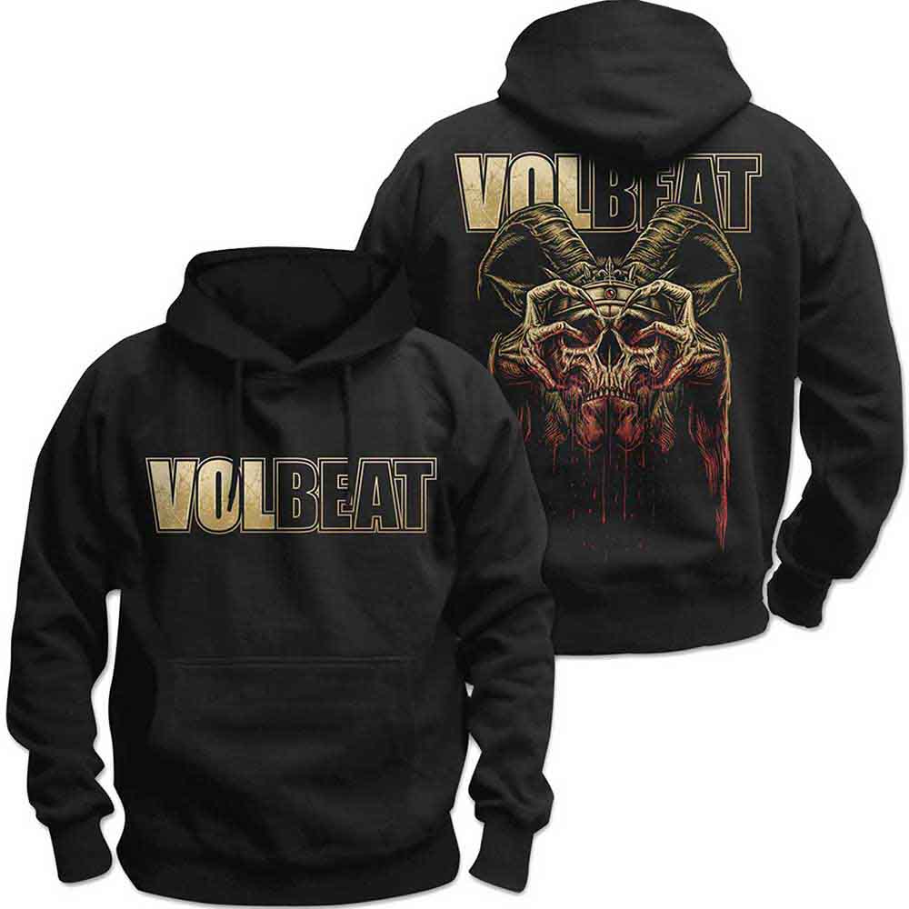 Volbeat Unisex Pullover Hoodie: Bleeding Crown Skull (Black) (Back Print)