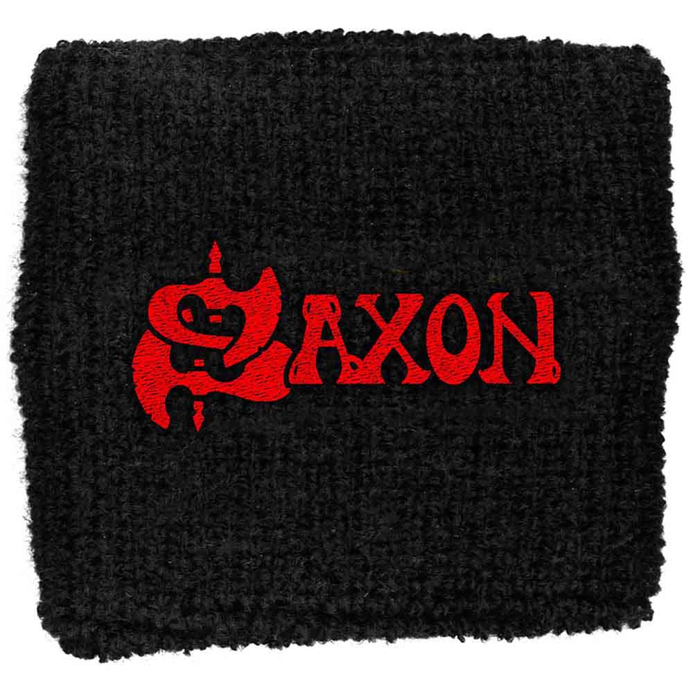 Saxon Embroidered Wristband: Red Logo