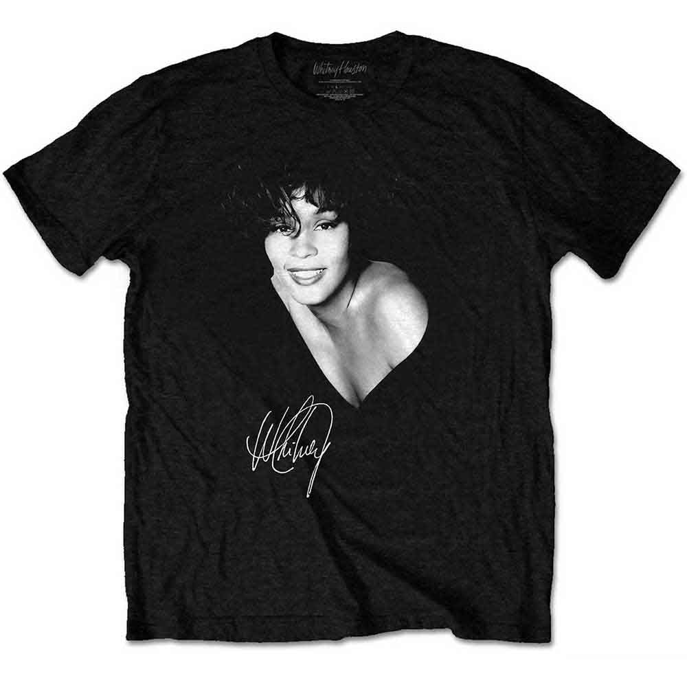 Whitney Houston Unisex T-Shirt: B&W Photo (Black)