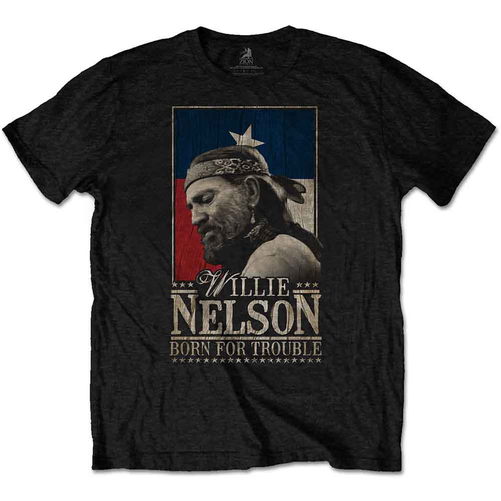 Willie Nelson Unisex T-Shirt: Born For Trouble (Black)