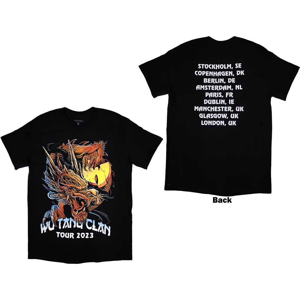 Wu-Tang Clan Unisex T-Shirt: Tour '23 Dragon Back Print (Black) (Back Print & Ex-Tour)