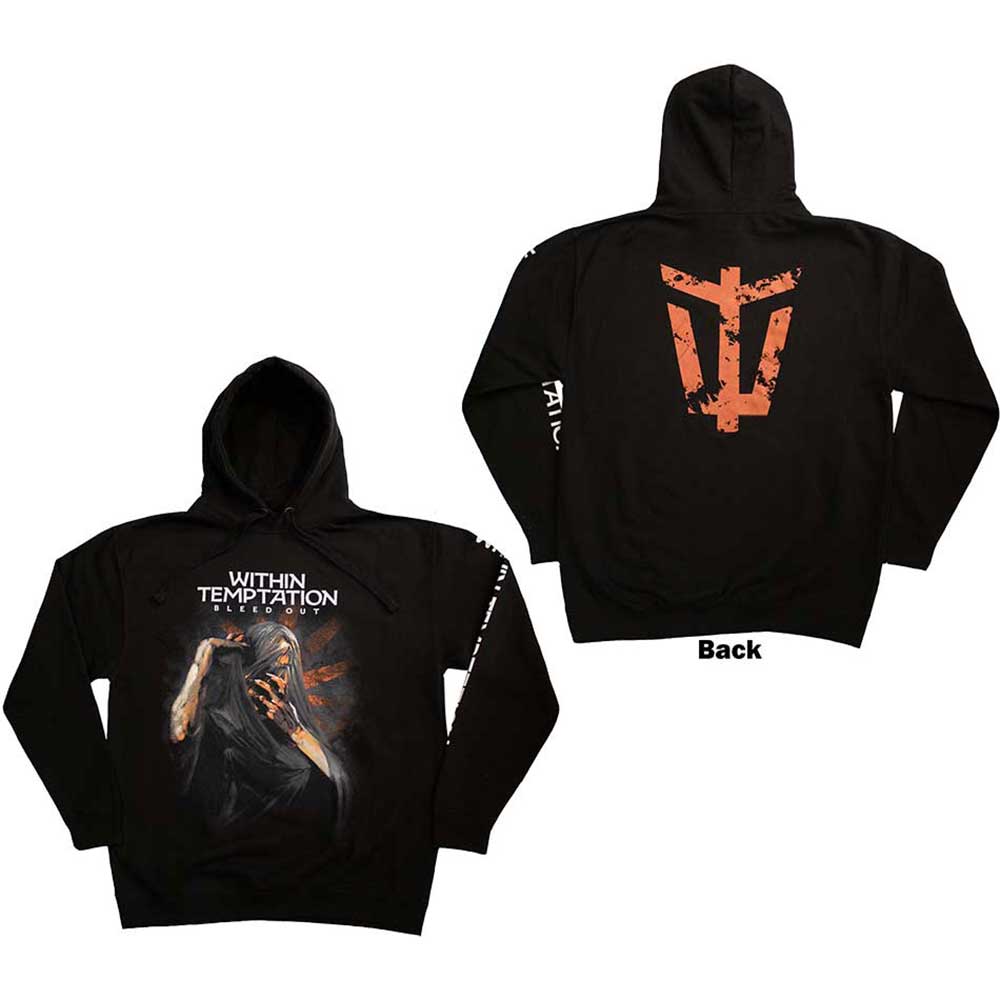 Within Temptation Unisex Pullover Hoodie: Bleed Out (Black) (Back & Sleeve Print)