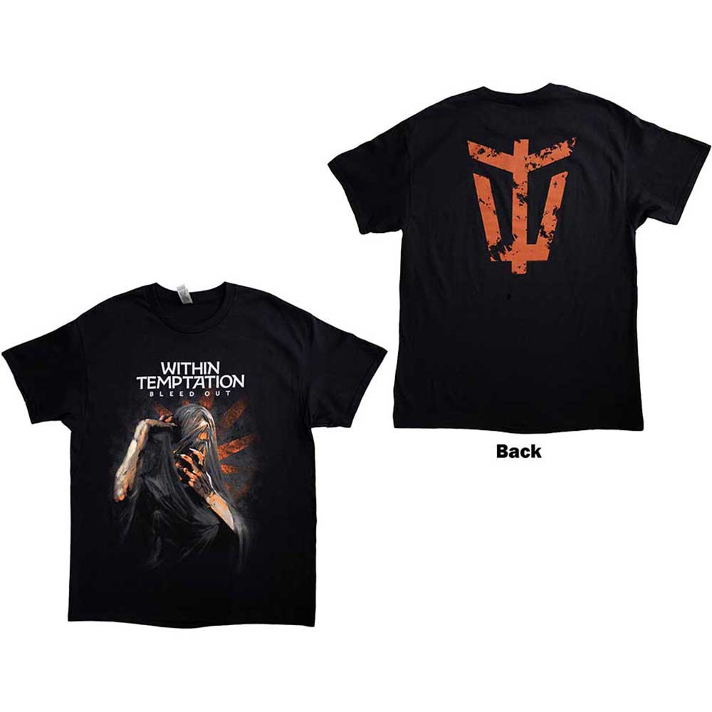 Within Temptation Unisex T-Shirt: Bleed Out Album (Black) (Back Print)