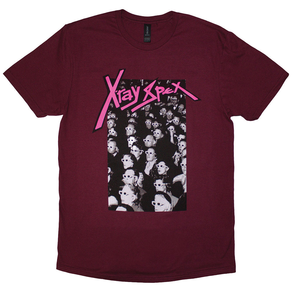 X-Ray Spex Unisex T-Shirt: 3D Cinema (Maroon Red)