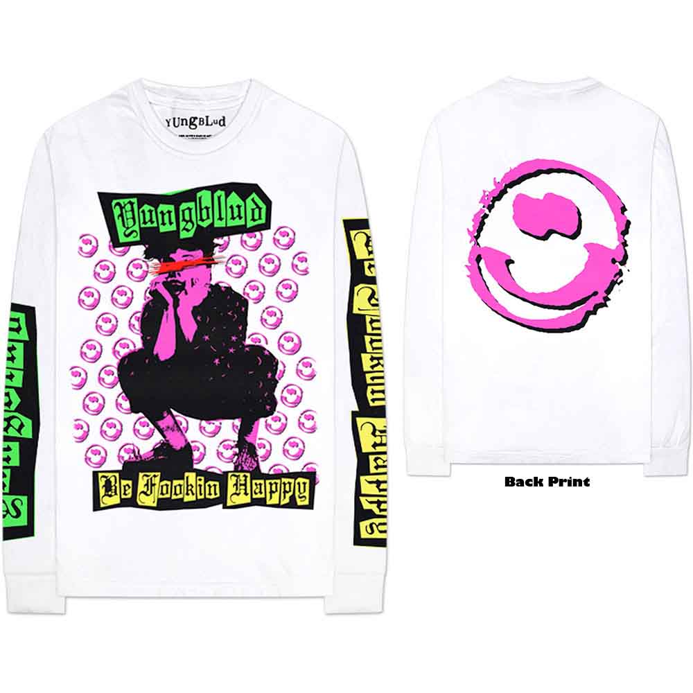 Yungblud Unisex Long Sleeve T-Shirt: Punker (White) (Back & Sleeve Print)