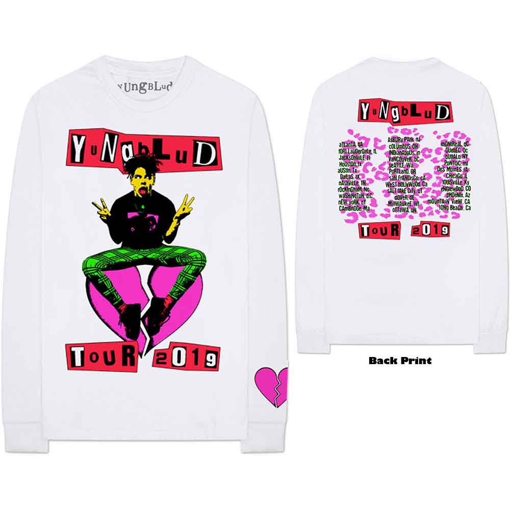 Yungblud Unisex Long Sleeve T-Shirt: Tour (White) (Back & Sleeve Print)