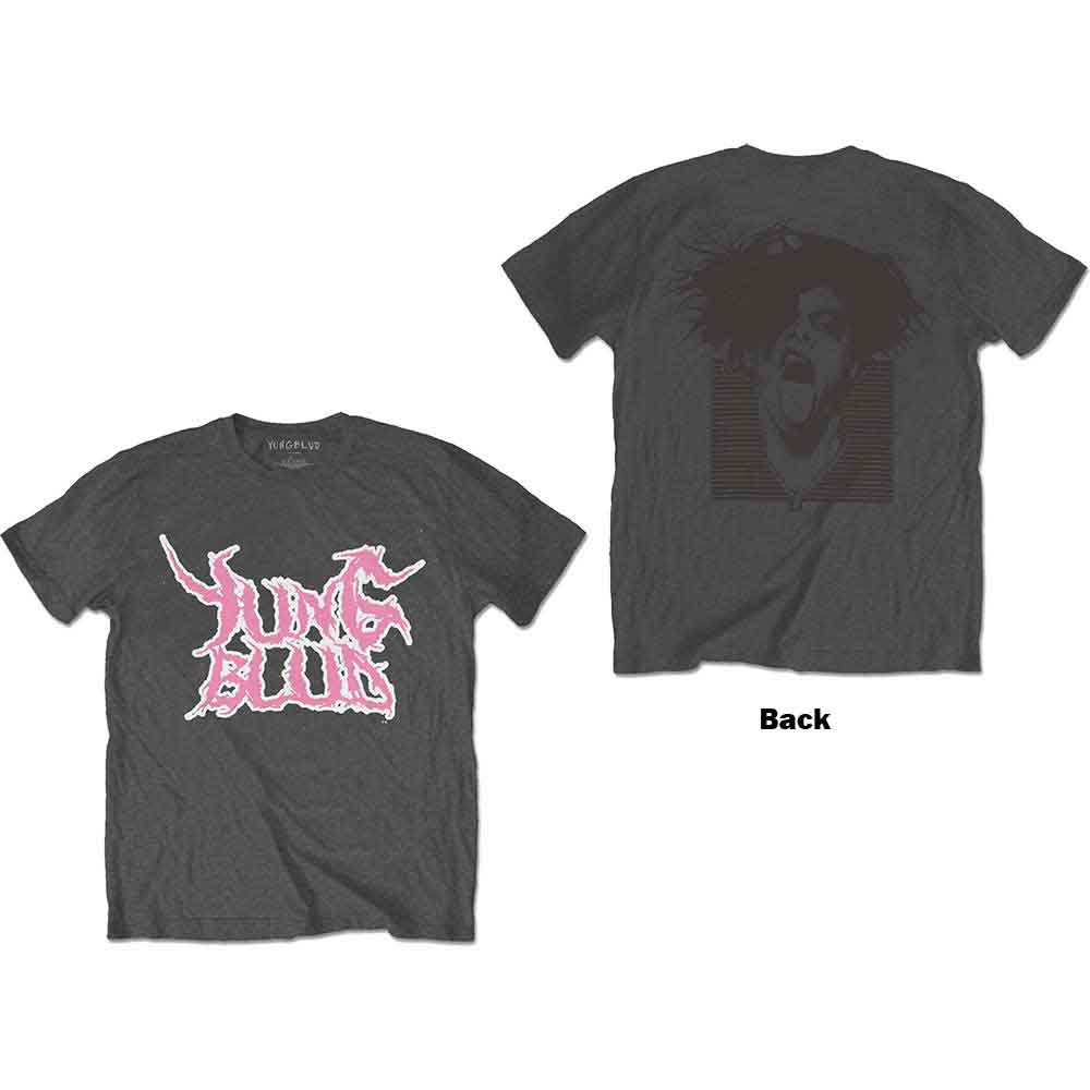Yungblud Unisex T-Shirt: DEADHAPPY Pink (Charcoal Grey) (Back Print)