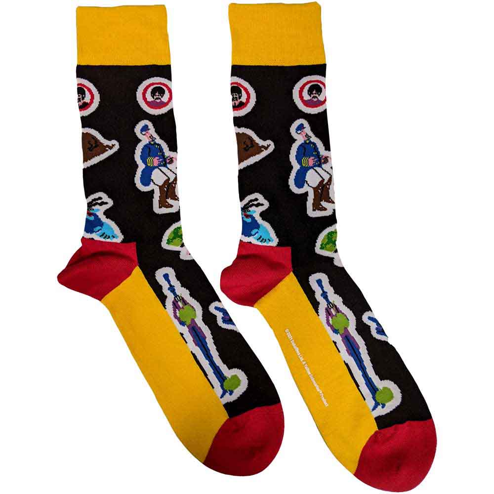 The Beatles Unisex Ankle Socks: Portholes & Characters (Black) (UK Size 7 - 11)