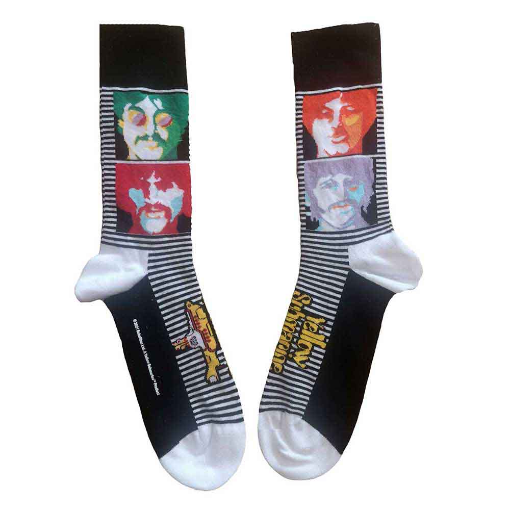 The Beatles Unisex Ankle Socks: Yellow Submarine Sea of Science Faces Colour (Black) (UK Size 7 - 11)