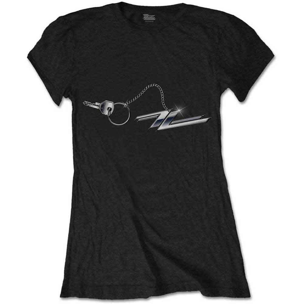 ZZ Top Ladies T-Shirt: Hot Rod Keychain (Black)