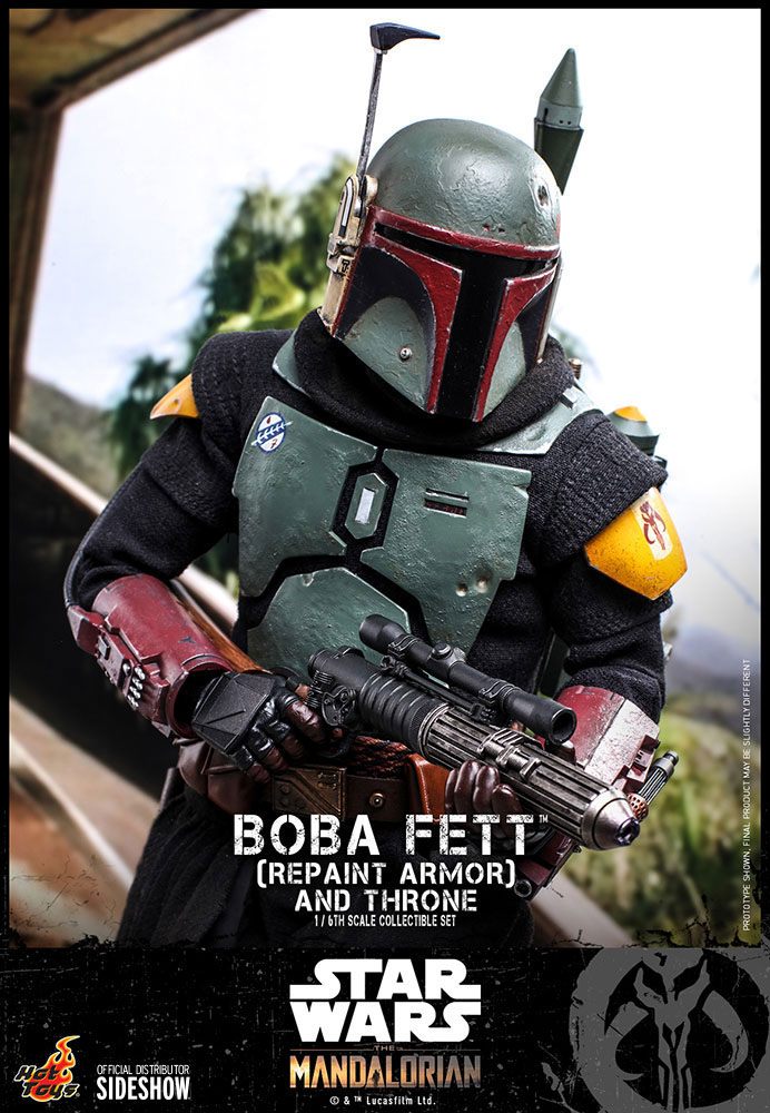 Star Wars The Mandalorian Action Figure 1/6 Boba Fett (Repaint Armor) and Throne 30 cm