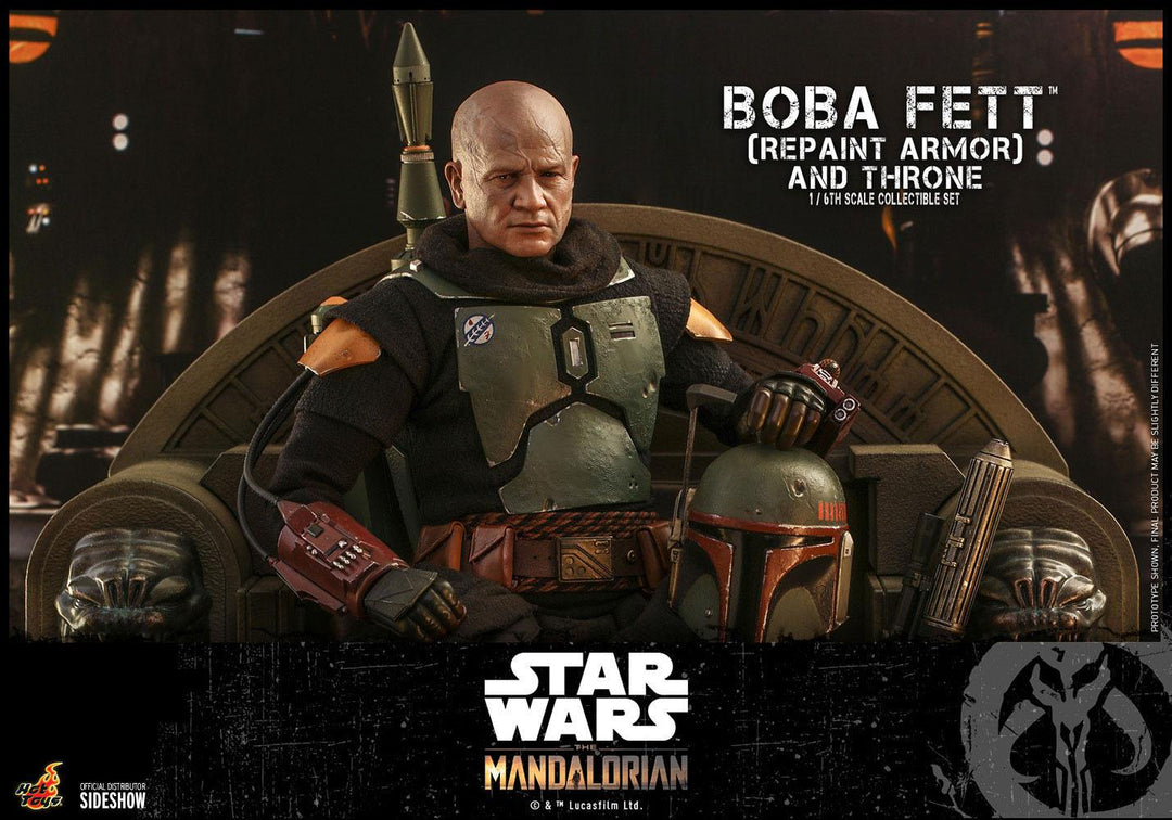 Star Wars The Mandalorian Action Figure 1/6 Boba Fett (Repaint Armor) and Throne 30 cm