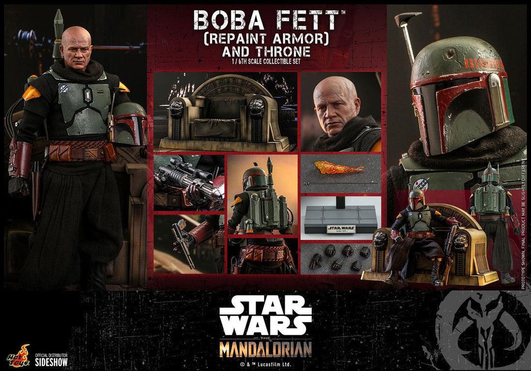 Star Wars The Mandalorian Action Figure 1/6 Boba Fett (Repaint Armor) and Throne 30 cm