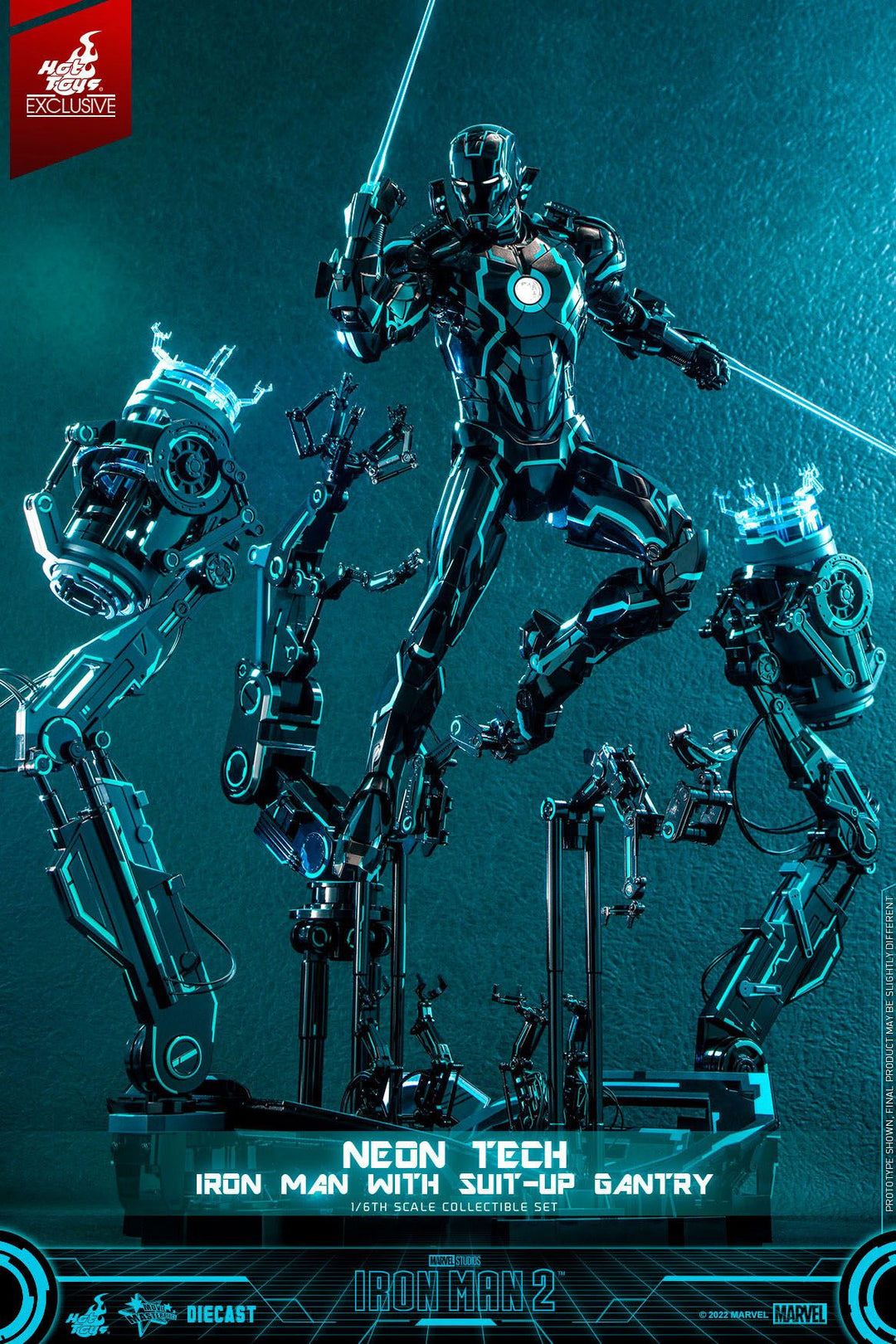 Iron Man 2 Action Figure 1/6 Neon Tech Iron Man with Suit-Up Gantry 32 cm