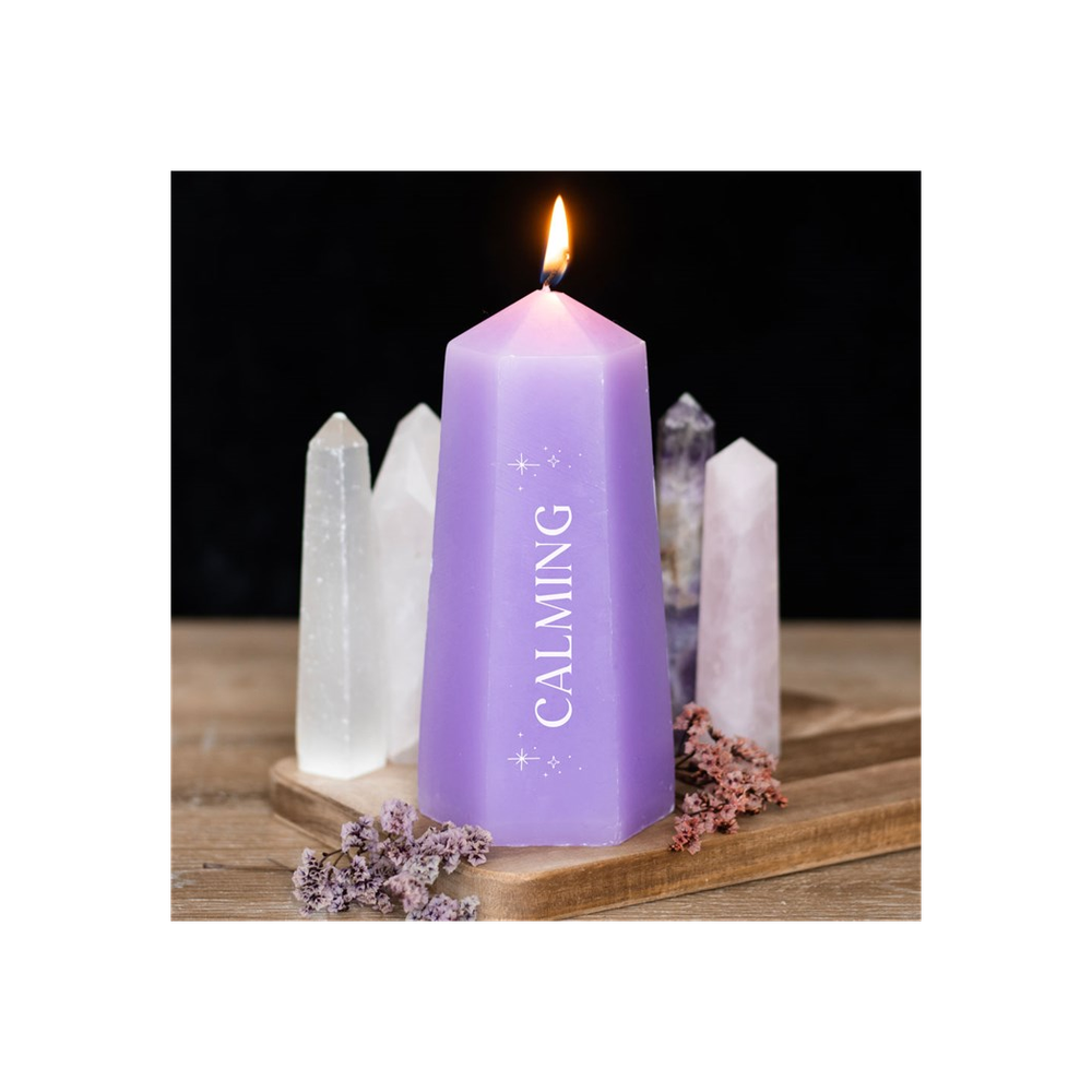 Calming Crystal Candle with Rough Amethyst