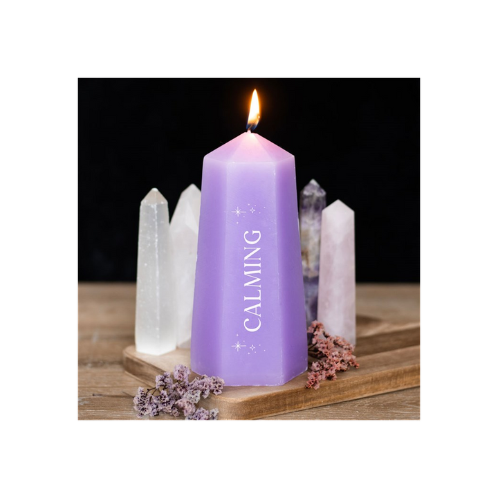 Calming Crystal Candle with Rough Amethyst