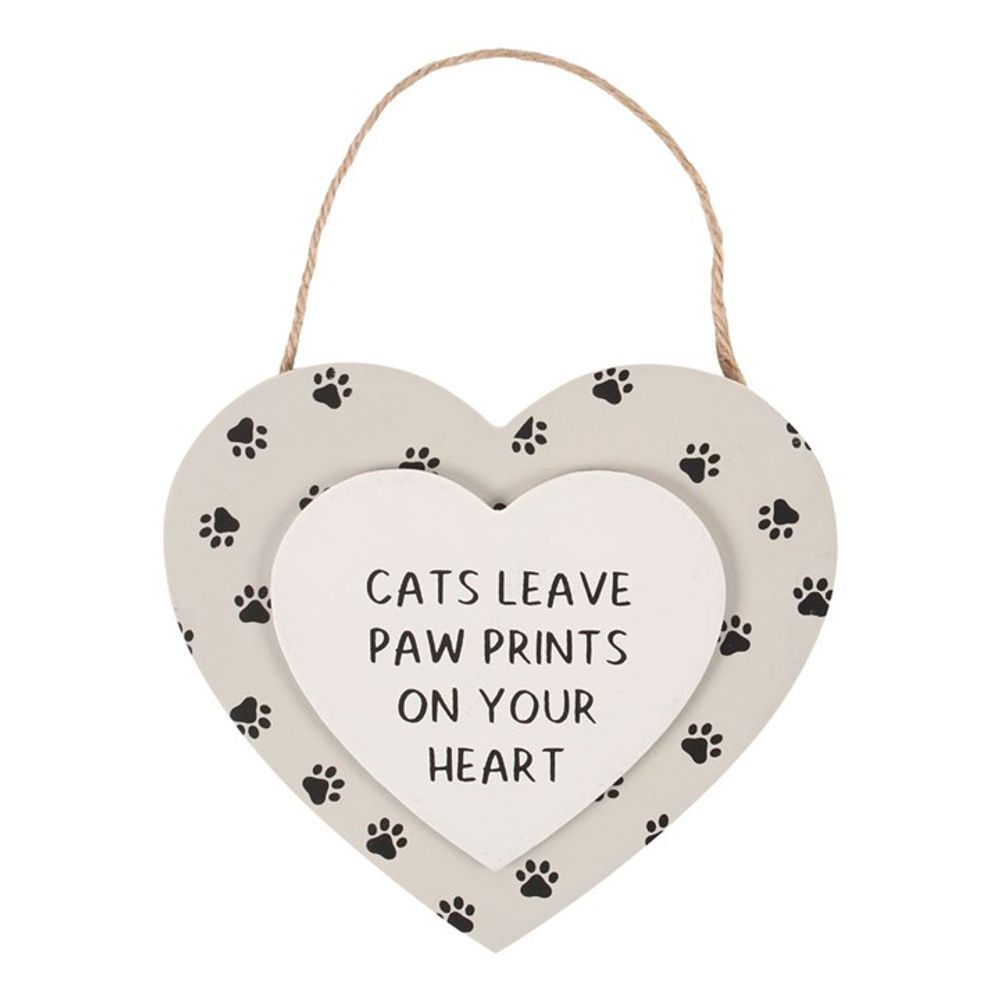 Cats Leave Paw Prints Hanging Heart Sign