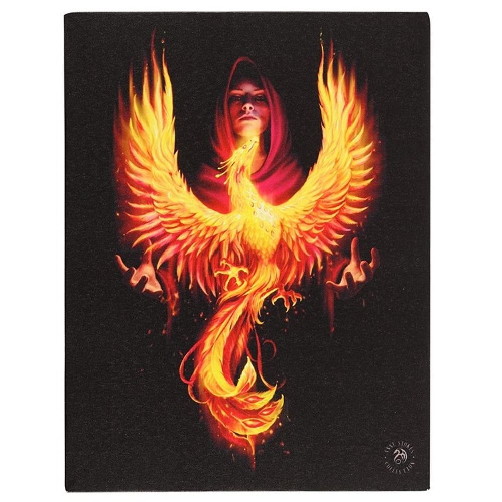 19x25cm Phoenix Rising Canvas Plaque By Anne Stokes