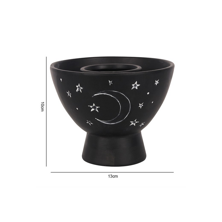 Black Moon and Stars Terracotta Smudge Bowl