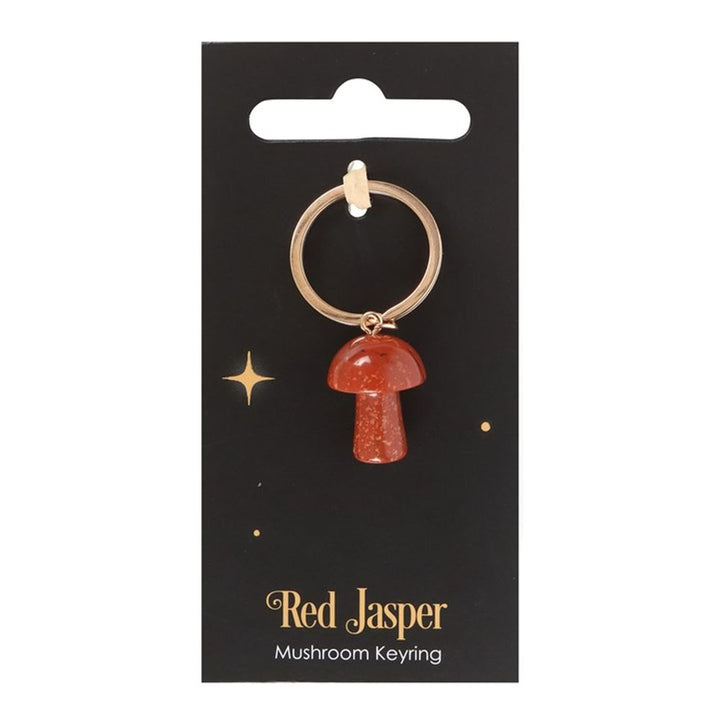 Red Jasper Crystal Mushroom Keyring