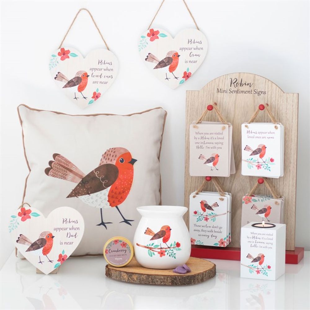 Gran Winter Robin Hanging Heart Sign