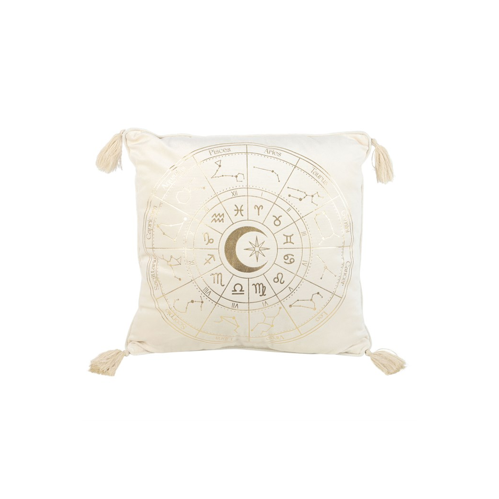 35cm Square Off White Astrology Wheel Cushion