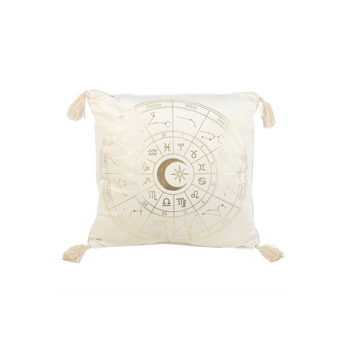 35cm Square Off White Astrology Wheel Cushion