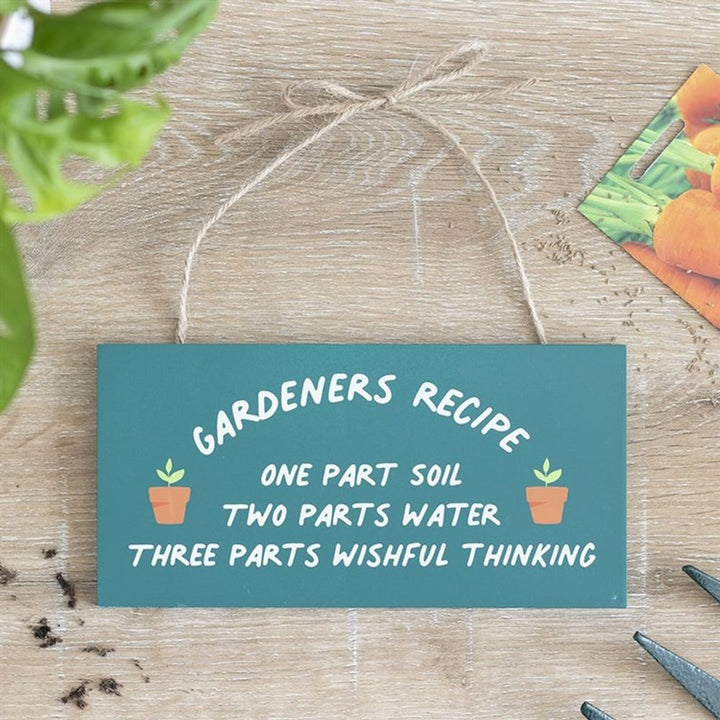 Gardeners Recipe Hanging Sign