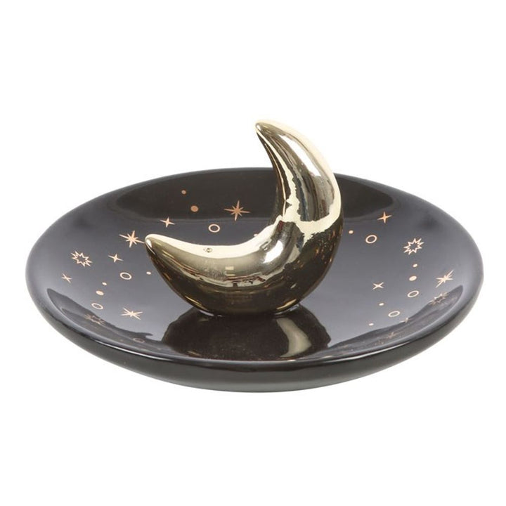 Gold Crescent Moon Incense Stick Holder